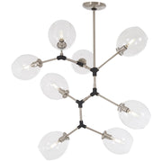 George Kovacs Nexpo 25in 8-Light Pendant | Brushed Nickel with Black Accents and Clear Glass | Dining Room & Kitchen Island | Model P1365-619