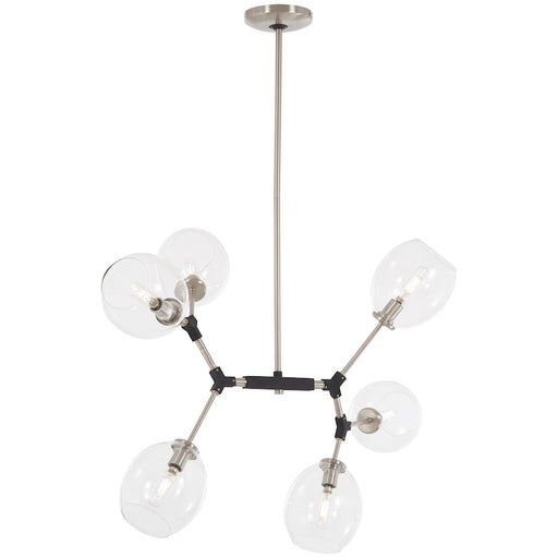 George Kovacs Nexpo 34in 6-Light Pendant | Brushed Nickel and Black Accents Clear Glass | Kitchen Island & Dining Room | Model P1366-619