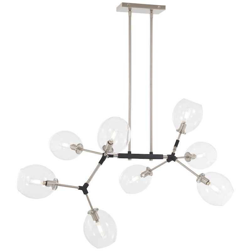George Kovacs Nexpo 41in 8-Light Chandelier | Modern Brushed Nickel with Black Accents and Clear Glass | Dining Room & Living Room | Model P1368-619
