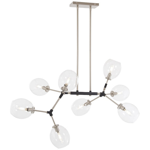 George Kovacs Nexpo 41in 8-Light Chandelier | Modern Brushed Nickel with Black Accents and Clear Glass | Dining Room & Living Room | Model P1368-619