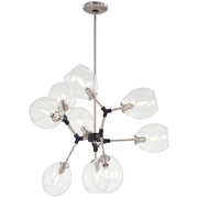 George Kovacs Nexpo 30in 9-Light Chandelier | Modern Brushed Nickel with Black Accents and Clear Glass | Dining Room & Living Room | Model P1369-619