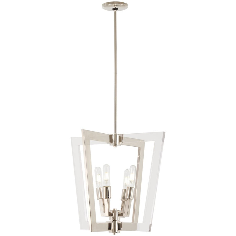 George Kovacs Crystal Chrome 20in 4-Light Pendant | Modern Polished Nickel and Clear Acrylic | Kitchen Island & Dining Room | Model P1370-613