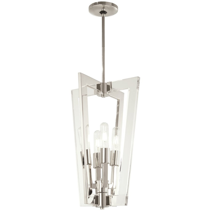 George Kovacs Crystal Chrome 13in 4-Light Pendant | Modern Polished Nickel and Clear Acrylic | Kitchen Island & Dining Room | Model P1375-613