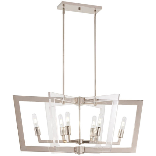 George Kovacs Crystal Chrome 37in 6-Light Island Light | Modern Polished Nickel and Clear Acrylic | Kitchen Island & Dining Room | Model P1376-613