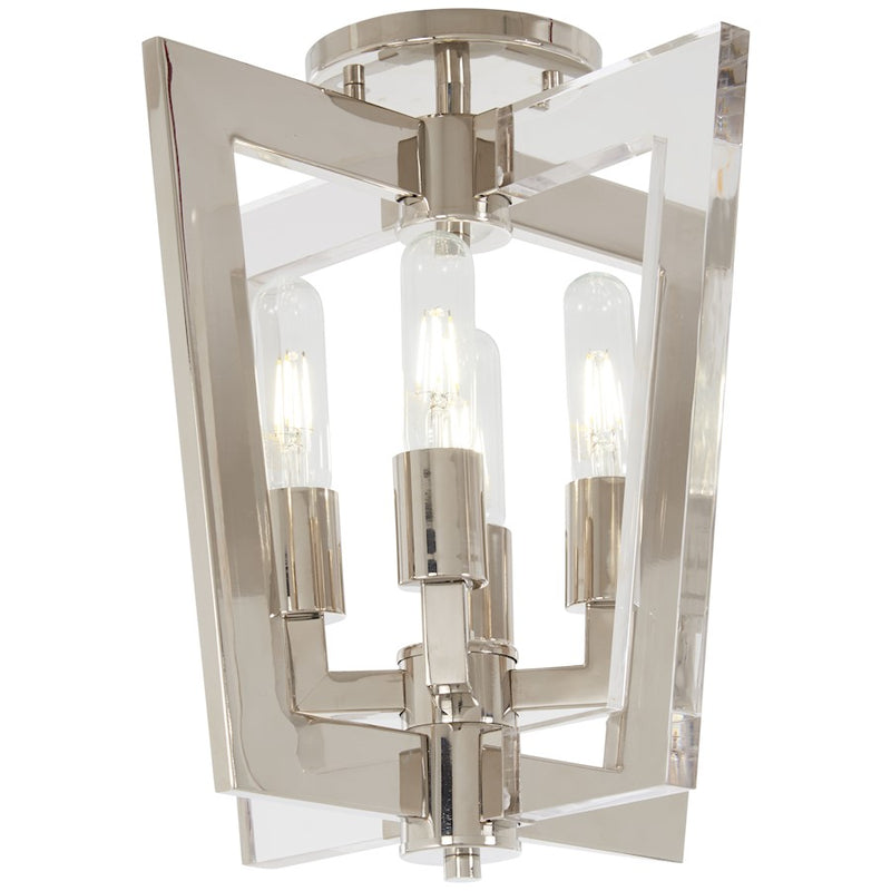 George Kovacs Crystal Chrome 14in 4-Light Flush Mount | Transitional Polished Nickel and Clear Acrylic | Hallway & Bedroom | Model P1379-613