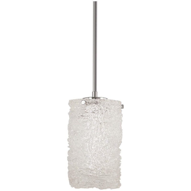 George Kovacs Forest Ice 6in 1-Light Mini Pendant | Chrome Frosted Glass | Kitchen Island & Dining Room | 6 x 6 x 11 in | Model P1380-077-L