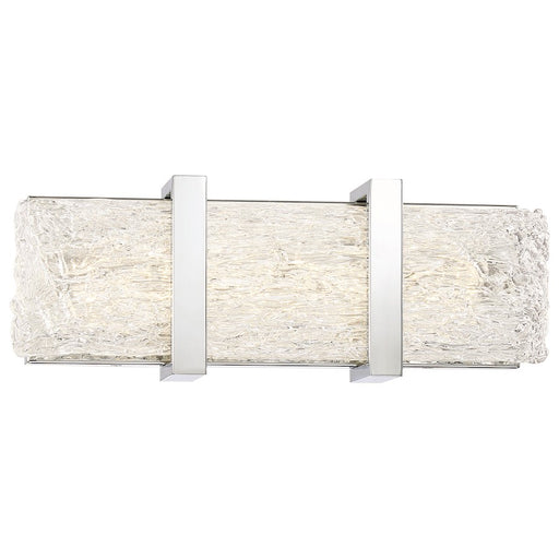 George Kovacs Forest Ice 15in 2-Light LED Bathroom Vanity Light | Transitional Chrome and White Glass | Bathroom Vanity & Powder | Model P1382-077-L