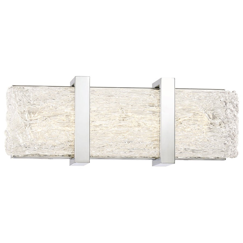 George Kovacs Forest Ice 15in 2-Light LED Bathroom Vanity Light | Transitional Chrome and White Glass | Bathroom Vanity & Powder | Model P1382-077-L