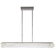 George Kovacs Forest Ice 40in LED Island Light | Modern Chrome and Frosted Glass | Kitchen Island & Dining Room | 40 x 4 x 15 in | Model P1386-077-L