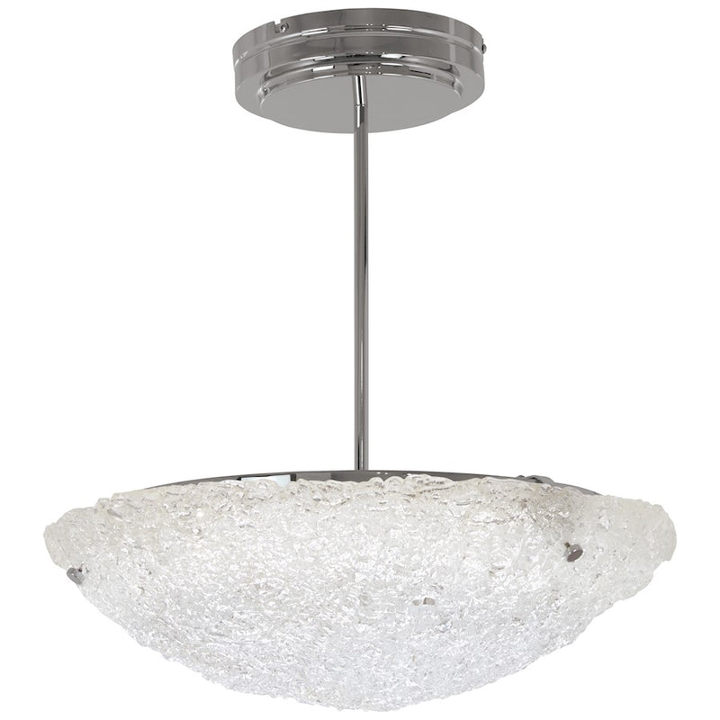George Kovacs Forest Ice 20in 1-Light Pendant | Chrome and Frosted Glass | Kitchen Island & Dining Room | 20 x 20 x 13 in | Model P1388-077-L