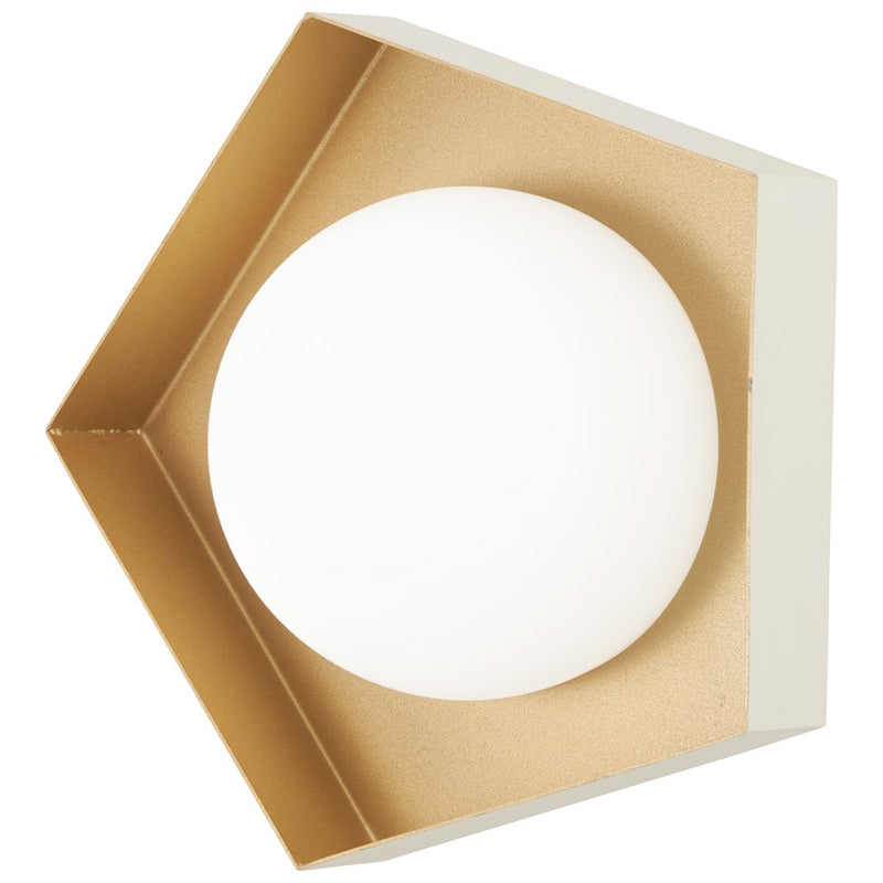 George Kovacs Five-O LED 10in 1-Light Bathroom Vanity Light | Textured White and Gold Leaf with Etched White Glass | Bathroom | Model P1391-044G-L