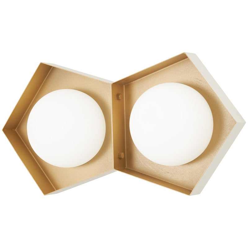 George Kovacs Five-O LED 18in 2-Light Bathroom Vanity Light | Textured White and Gold Leaf with Etched White Glass | Bathroom | Model P1392-044G-L