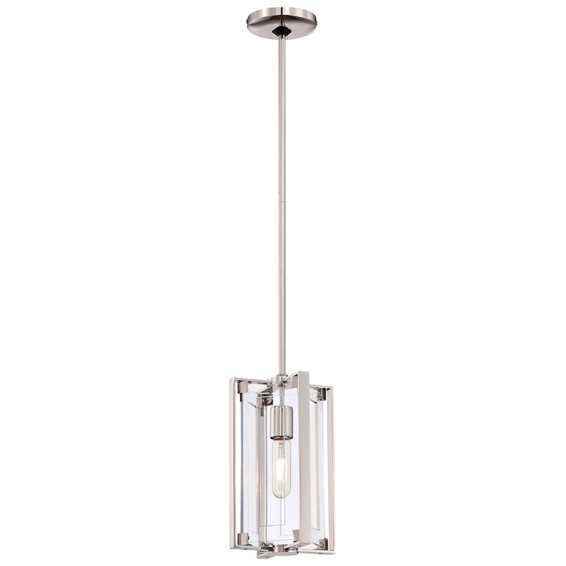 George Kovacs Crystal Clear 6in 1-Light Mini Pendant | Polished Nickel Acrylic | Kitchen Island & Dining Room | 6 x 6 x 12 in | Model P1401-613