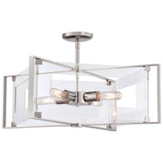 George Kovacs Crystal Clear 20in 4-Light Semi-Flush | Contemporary Polished Nickel and Clear Acrylic | Dining Room & Living Room | Model P1403-613