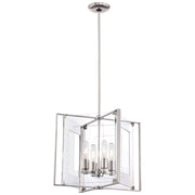 George Kovacs Crystal Clear 15in 4-Light Pendant | Contemporary Polished Nickel and Clear Acrylic | Kitchen Island & Dining Room | Model P1404-613