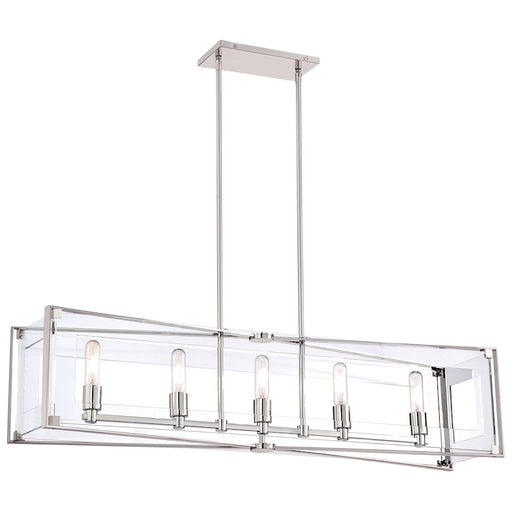George Kovacs Crystal Clear 43in 5-Light Island Lighting | Contemporary Polished Nickel and Clear Acrylic | Kitchen Island & Dining | Model P1405-613