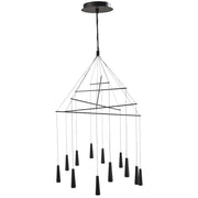 George Kovacs Ganbare 30in 12-Light LED Pendant | Modern Black Finish and Acrylic Drops | Dining Room & Living Room Statement | Model P1412-066-L