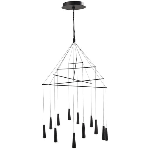 George Kovacs Ganbare 30in 12-Light LED Pendant | Modern Black Finish and Acrylic Drops | Dining Room & Living Room Statement | Model P1412-066-L