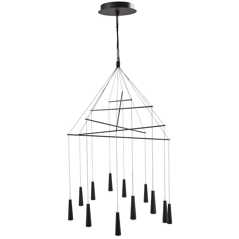George Kovacs Ganbare 30in 12-Light LED Pendant | Modern Black Finish and Acrylic Drops | Dining Room & Living Room Statement | Model P1412-066-L