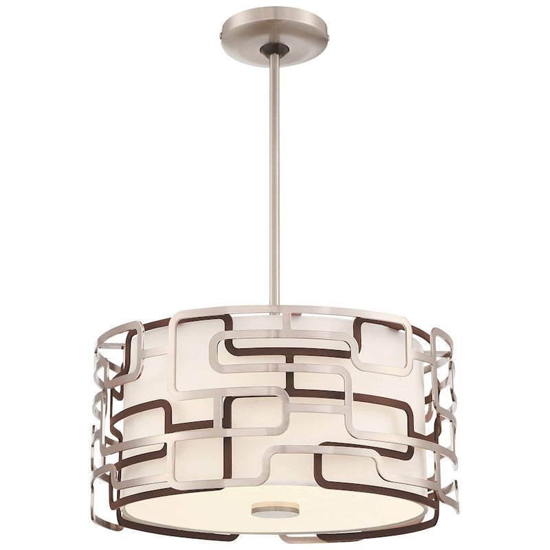George Kovacs Alecia's Tiers 15in LED Pendant | Transitional Brushed Nickel and Bronze Patina Metal | Kitchen Island & Dining | Model P1425-674-L