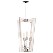 George Kovacs Crystal 17in 4-Light Pendant | Transitional Polished Nickel and Crystal | Dining Room & Living Room Statement | Model P1430-613