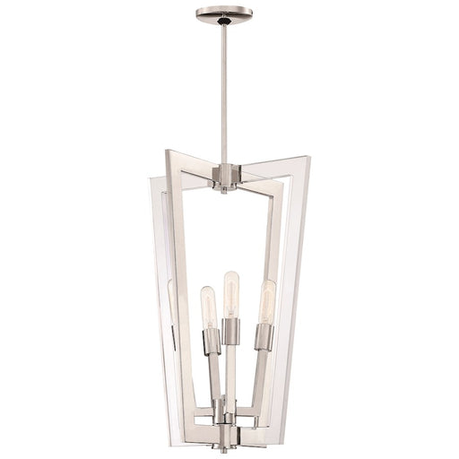 George Kovacs Crystal 17in 4-Light Pendant | Transitional Polished Nickel and Crystal | Dining Room & Living Room Statement | Model P1430-613