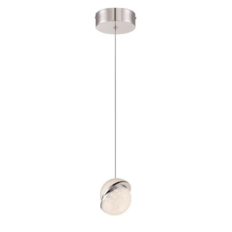 George Kovacs Silver Slice 4in 1-Light LED Mini Pendant | Contemporary Chrome Metal | Kitchen Island & Accent Light | Model P1441-077-L