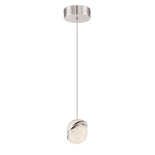 George Kovacs Silver Slice 4in 1-Light LED Mini Pendant | Contemporary Chrome Metal | Kitchen Island & Accent Light | Model P1441-077-L