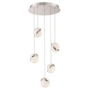 George Kovacs Silver Slice 16in 5-Light LED Pendant | Chrome Contemporary | Kitchen Island & Dining Room | 16 x 16 x 5 in | Model P1445-077-L