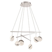 George Kovacs Silver Slice 30in 6-Light LED Pendant | Contemporary Chrome | Kitchen Island & Dining Room | 29.5 x 29.5 x 18.5 in | Model P1446-077-L