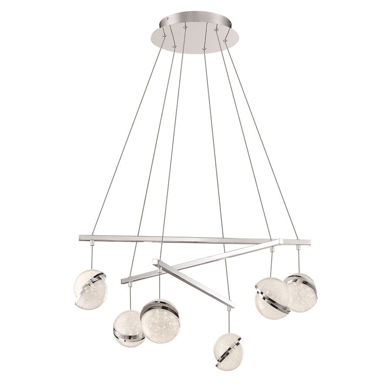 George Kovacs Silver Slice 30in 6-Light LED Pendant | Contemporary Chrome | Kitchen Island & Dining Room | 29.5 x 29.5 x 18.5 in | Model P1446-077-L