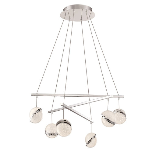 George Kovacs Silver Slice 30in 6-Light LED Pendant | Contemporary Chrome | Kitchen Island & Dining Room | 29.5 x 29.5 x 18.5 in | Model P1446-077-L