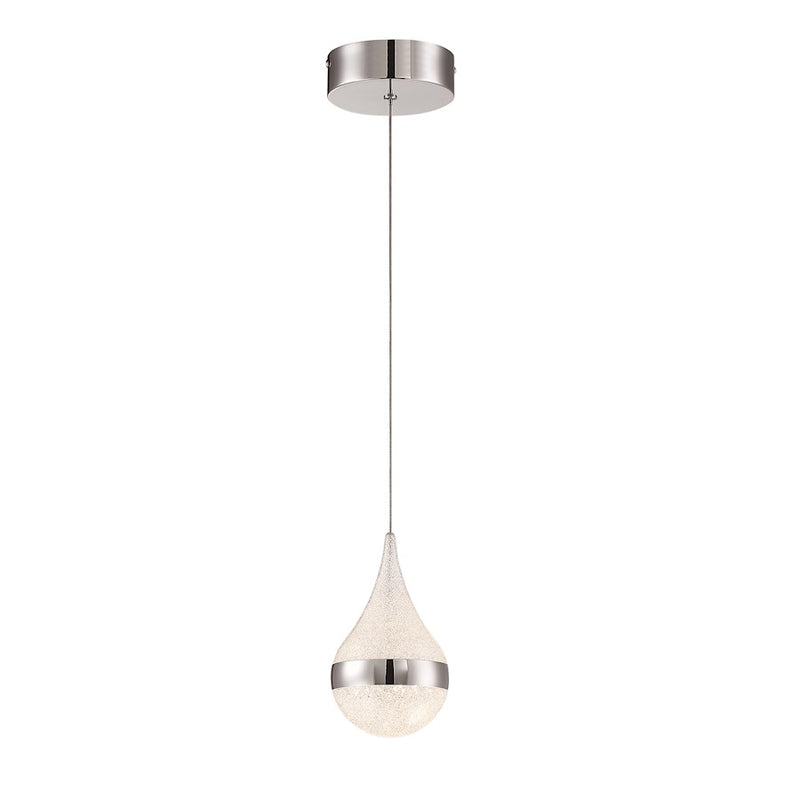 George Kovacs Silver Slice 5in LED Mini Pendant | Contemporary Chrome | Kitchen Island & Bar | 4.75 x 4.75 x 8.25 in | Model P1453-077-L