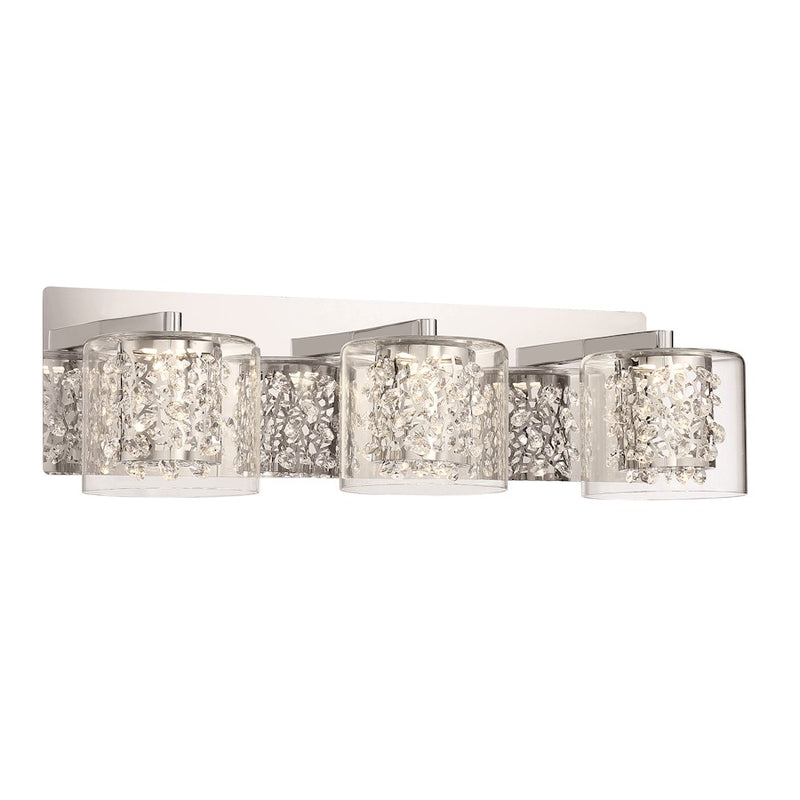 George Kovacs Wild Gems 20in 3-Light LED Bath Vanity Light | Modern Chrome and Clear Glass | Bathroom Vanity & Powder Room | Model P1473-077-L