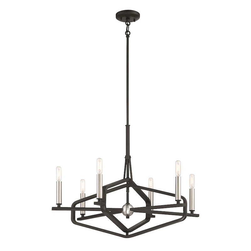 Minka George Kovacs Traveler 6-Light Chandelier | Transitional Sand Coal and Brushed Nickel | Dining Room & Living Room | Model P1495-712