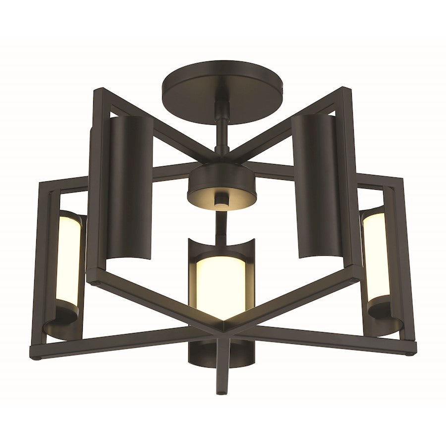 Minka George Kovacs Trizay 1 Light Flush Mount, Coal/Etched Glass - P1554-66A-L