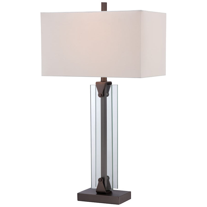 George Kovacs Portable 32in 1-Light Table Lamp | Transitional Harvard Court Bronze | Living Room & Bedroom | 17 x 10 x 32 in | Model P1608-281