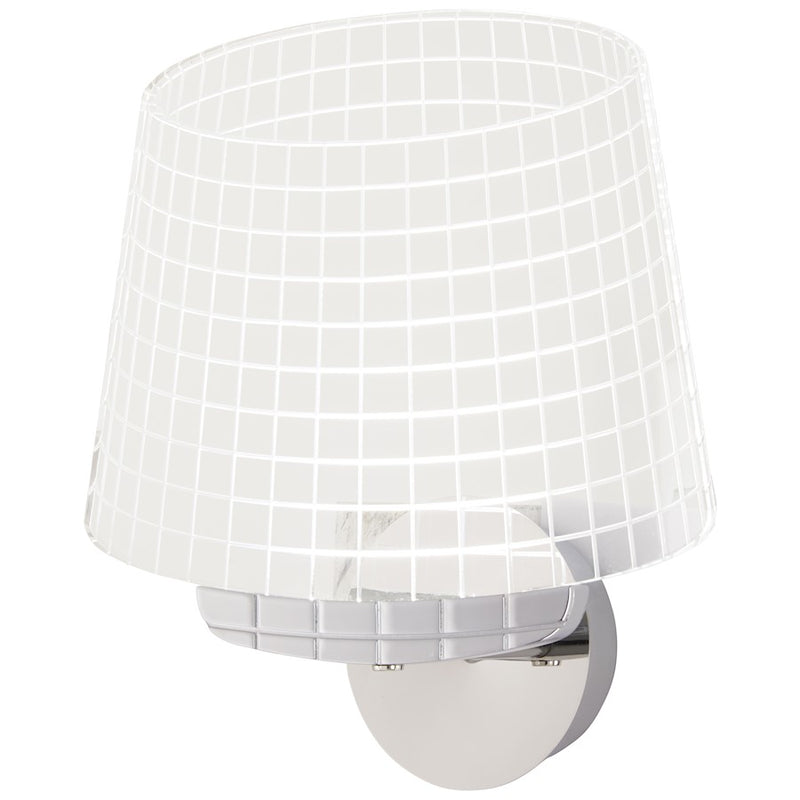 George Kovacs LED Wall Sconce 12in | Contemporary Chrome and Laser-Carved Acrylic | Bedroom & Home Office Accent Light | Model P1650-077-L