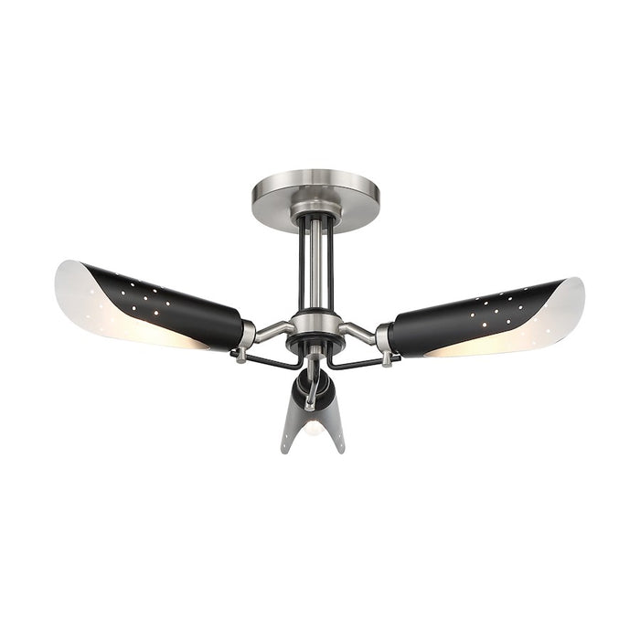 Minka George Kovacs Turbine 3 Light Semi Flush, Coal/Nickel/White