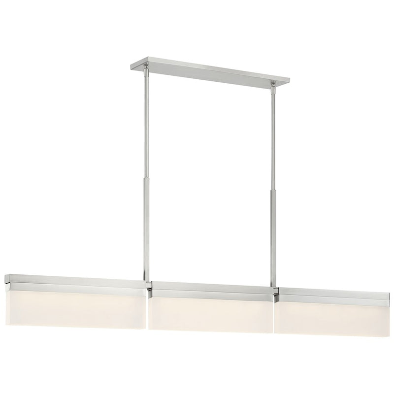 George Kovacs Skinny 50in 3-Light Island Light | Contemporary Brushed Nickel and Frosted Acrylic | Kitchen Island & Dining Room | Model P1724-084-L