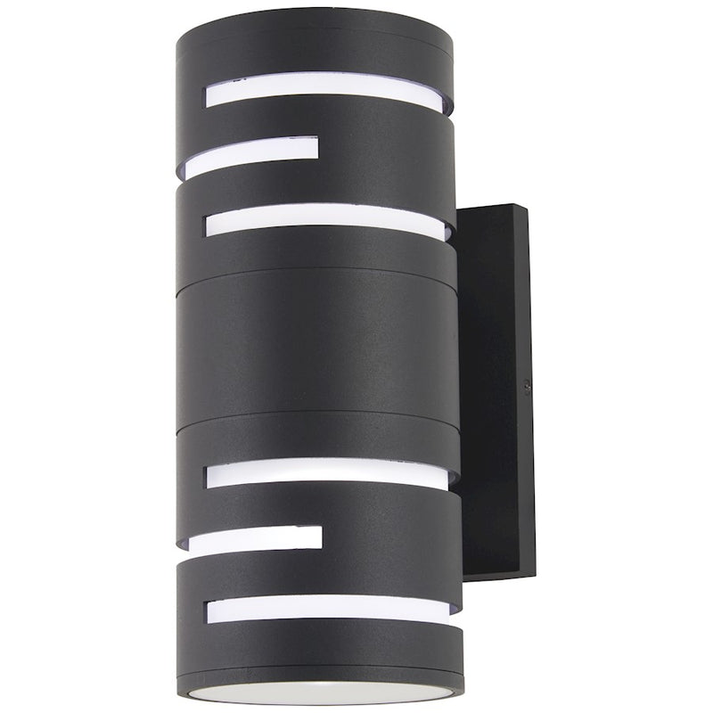 George Kovacs Groovin 12in 1-Light LED Wall Sconce | Contemporary Black and Frosted Glass | Hallway & Bathroom Accent | Model P1761-066-L