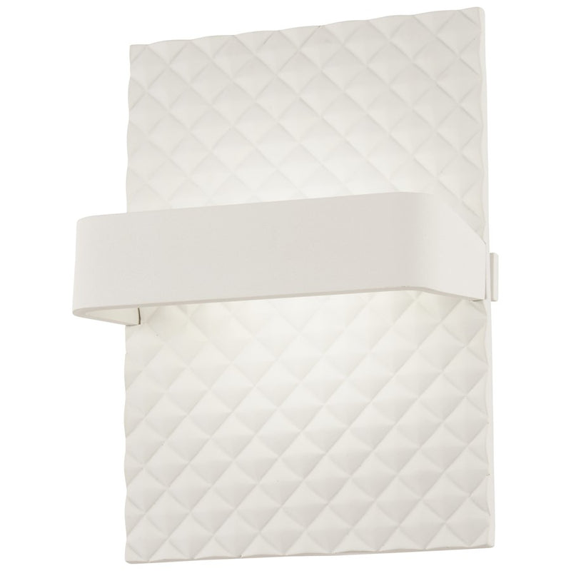 George Kovacs Quilted 10in 1-Light LED Wall Sconce | Contemporary Matte White Finish | Hallway & Living Room Accent Light | Model P1774-044B-L