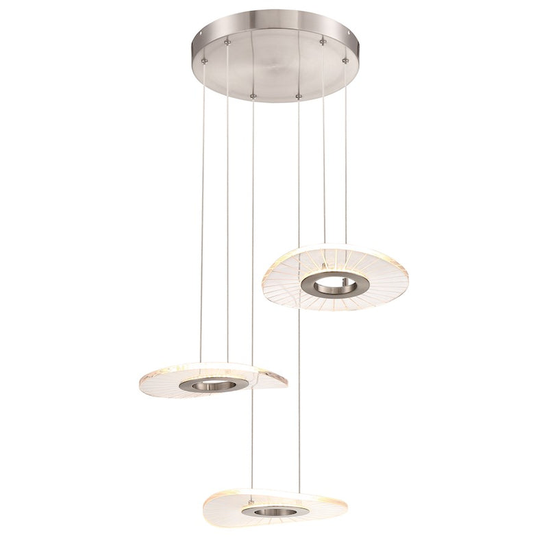 George Kovacs Light Ray 17in 3-Light LED Pendant | Contemporary Brushed Nickel | Kitchen Island & Dining Room | 17 x 17 x 6 in | Model P1783-084-L