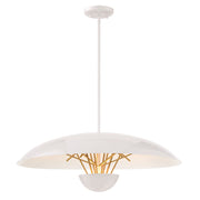 George Kovacs Sun Core 26in 1-Light LED Pendant | Contemporary Sand White with Honey Gold Accent | Kitchen Island & Dining Room | Model P1784-720-L