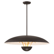George Kovacs Sun Core 26in 1-Light LED Pendant | Contemporary Sand Black with Honey Gold Accent | Kitchen Island & Dining Room | Model P1784-721-L