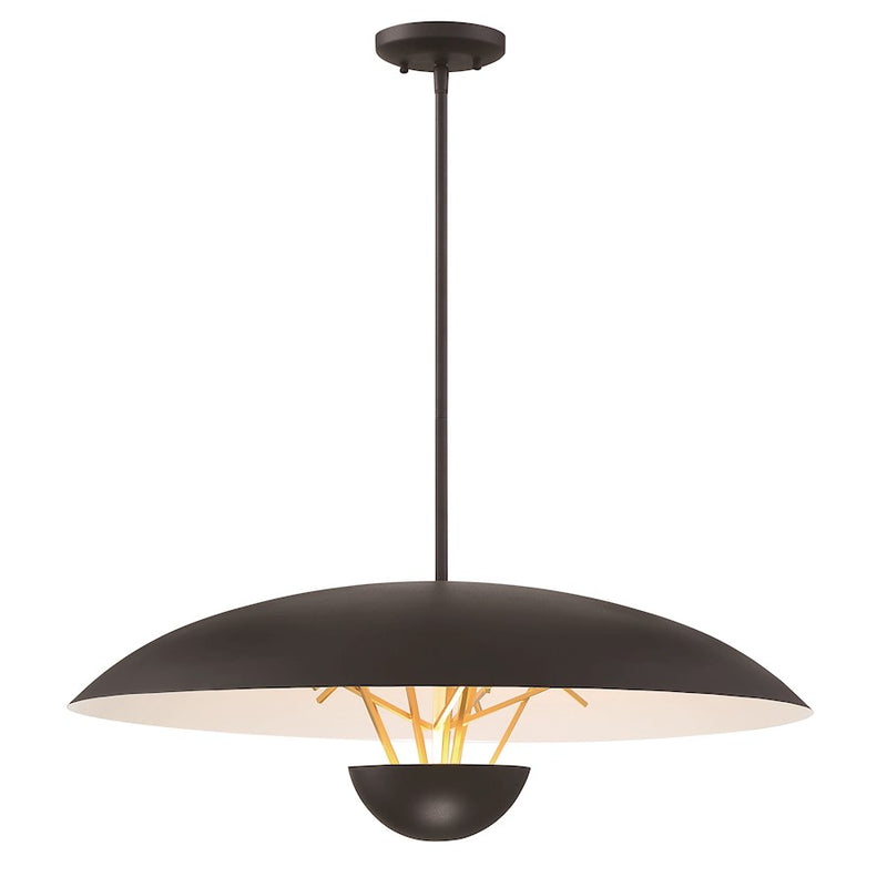 George Kovacs Sun Core 26in 1-Light LED Pendant | Contemporary Sand Black with Honey Gold Accent | Kitchen Island & Dining Room | Model P1784-721-L