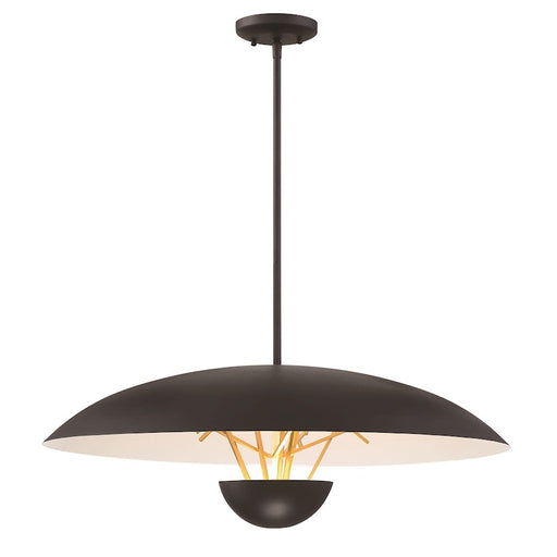 George Kovacs Sun Core 26in 1-Light LED Pendant | Contemporary Sand Black with Honey Gold Accent | Kitchen Island & Dining Room | Model P1784-721-L