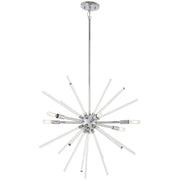George Kovacs Spiked 25in 6-Light Pendant | Retro Futuristic Chrome with Clear Glass Bars | Dining Room & Living Room | Model P1792-077