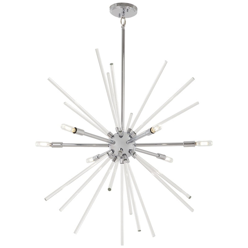 George Kovacs Spiked 30in 6-Light Pendant | Chrome and Clear Glass Bars | Kitchen Island & Dining Room | 30 x 30 x 33 in | Model P1793-077