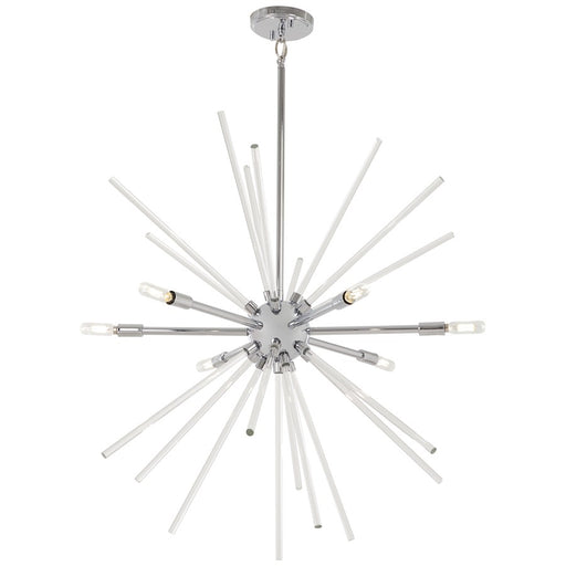 George Kovacs Spiked 30in 6-Light Pendant | Chrome and Clear Glass Bars | Kitchen Island & Dining Room | 30 x 30 x 33 in | Model P1793-077